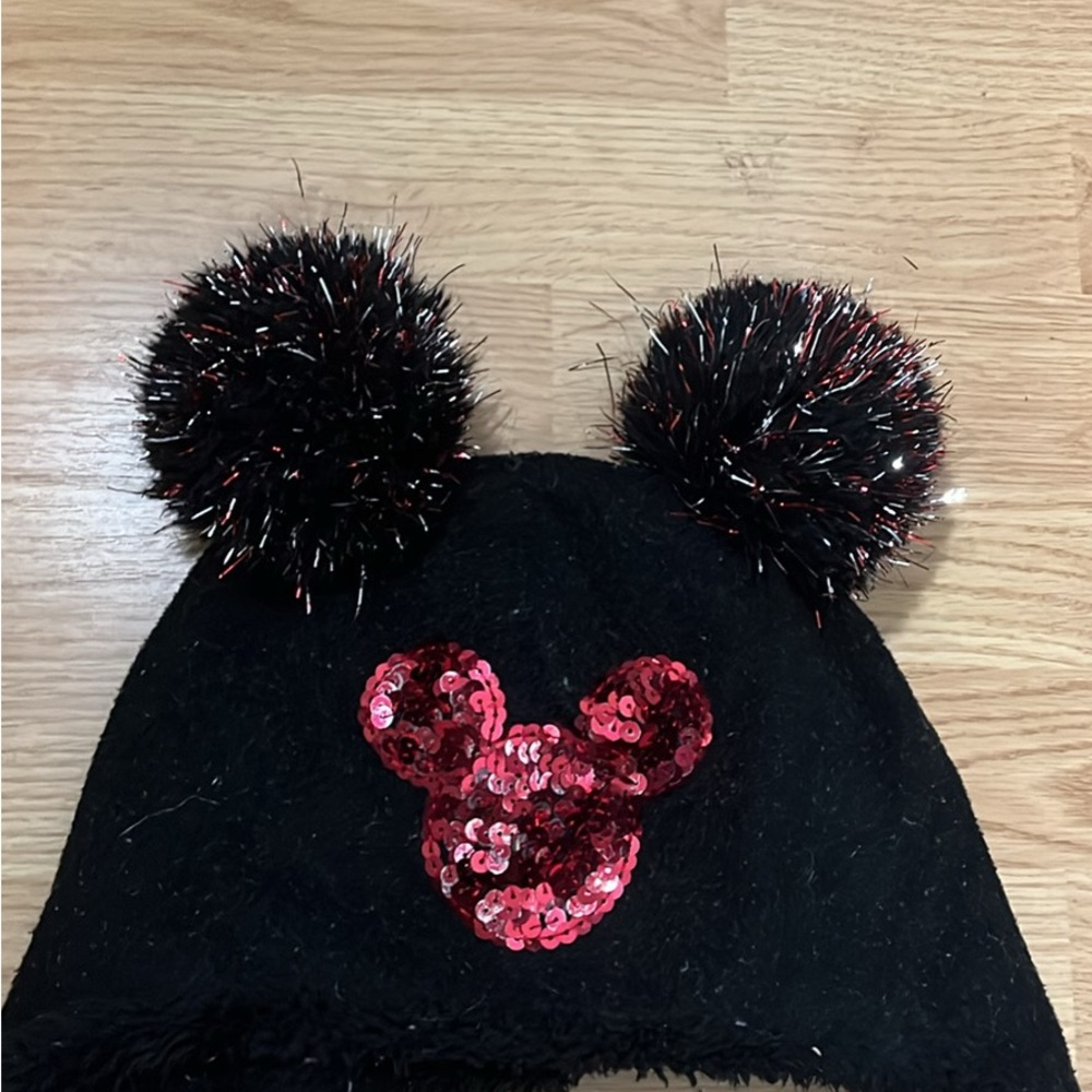 Mickey Mouse Winter Hat with Pom Poms